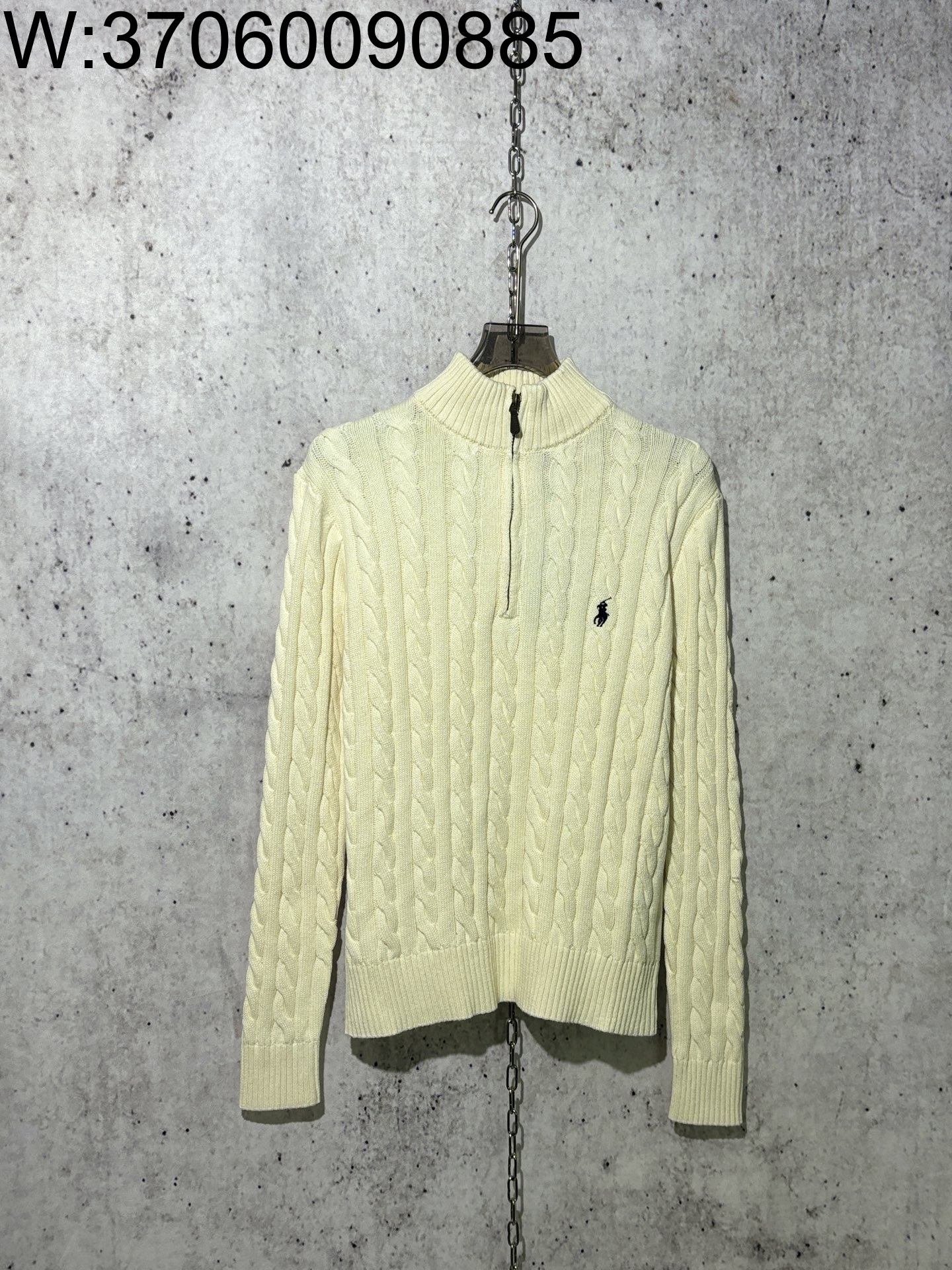 [사슬공장] 폴로 랄프로렌 Ralph Lauren 자카드 순색 반지퍼 니트 베이지