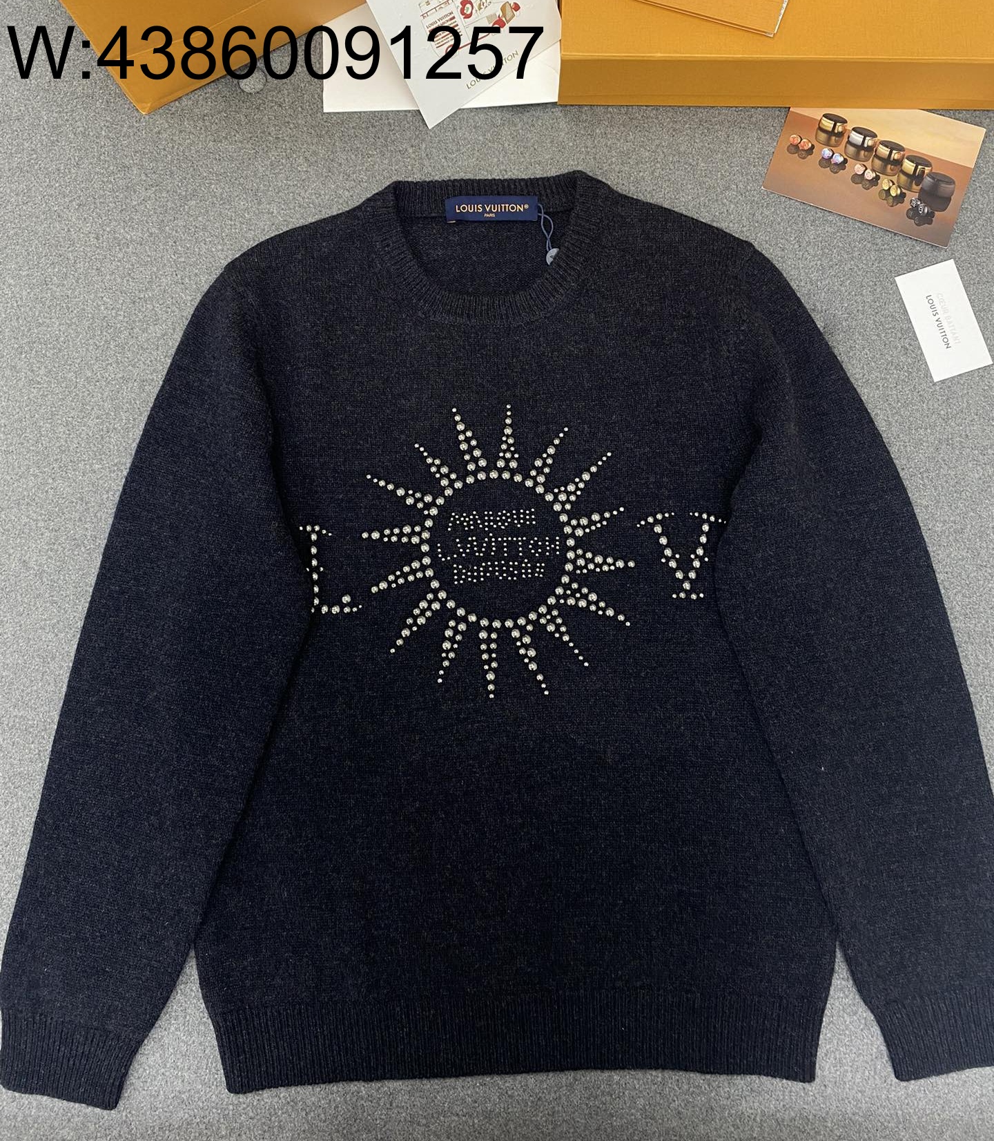 TJ공장 루이비통 모노그램 LV 태양 양털 니트 차콜