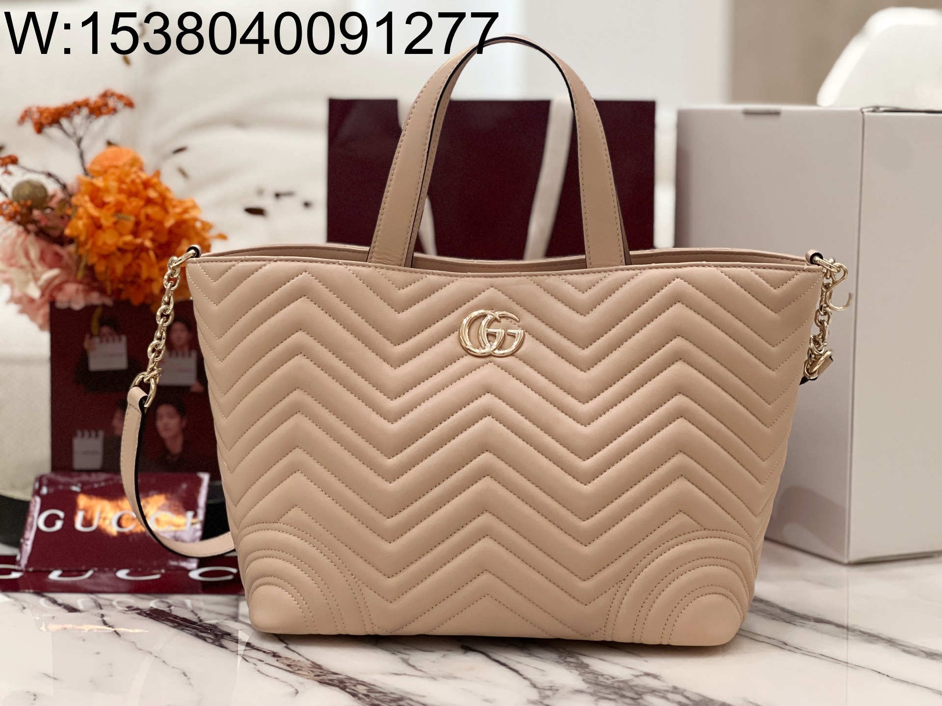 [JHL] 구찌 GG 마몽 미디엄 토트백 페일 핑크 847387 28*39*24cm