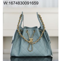 [JD] 샤넬 25 스몰 핸드백 그레인드 카프스킨 골드 메탈 스카이 블루 30*26*14cm