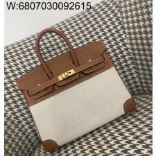 [장인의집] 에르메스 버킨 25 캔버스 금장 이음 sw 브라운 베이지