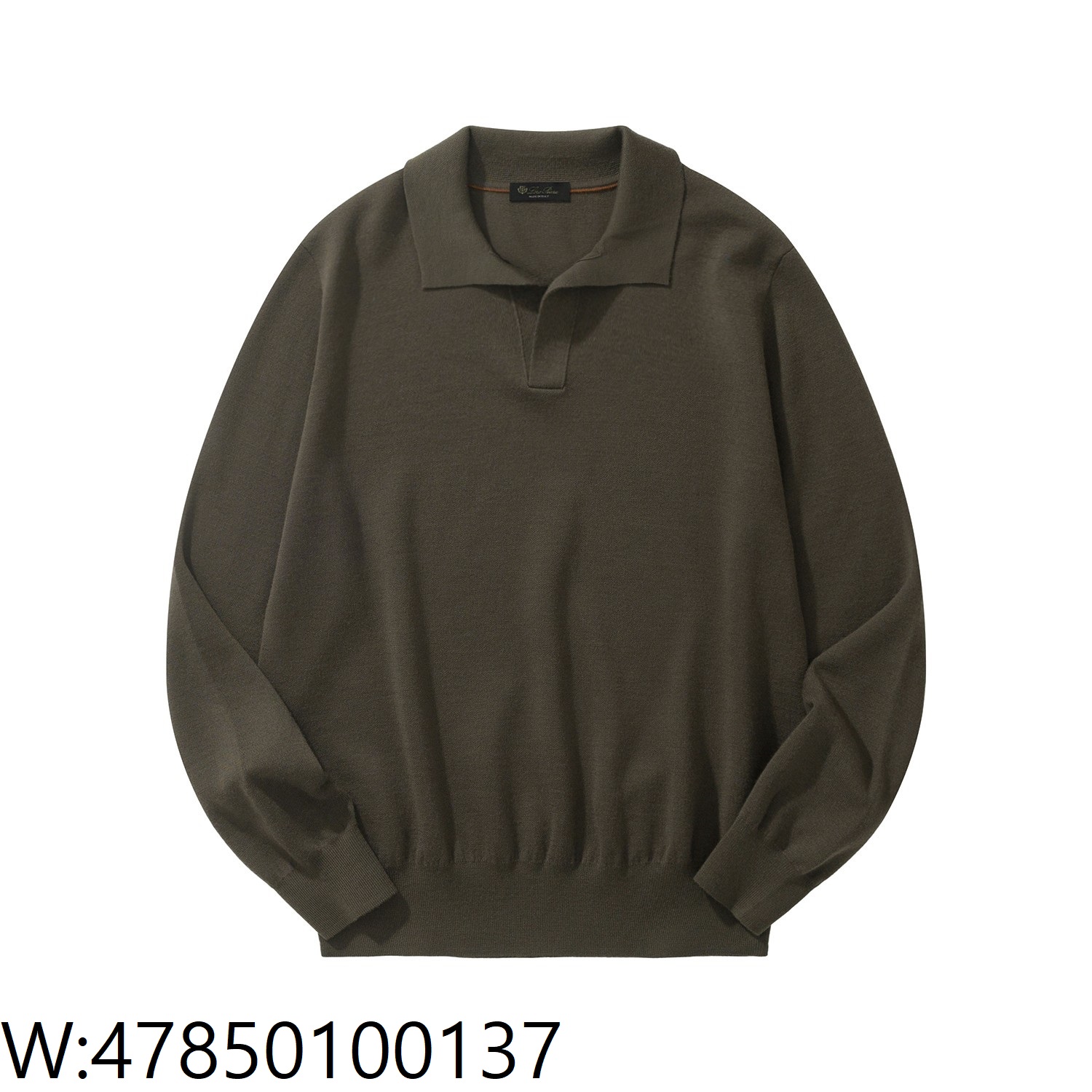 [흰] 로로 피아나 Loro Piana 베이직 단색 양털 긴팔 카라티 / 긴팔티 / 폴로 / 폴로티 올리브