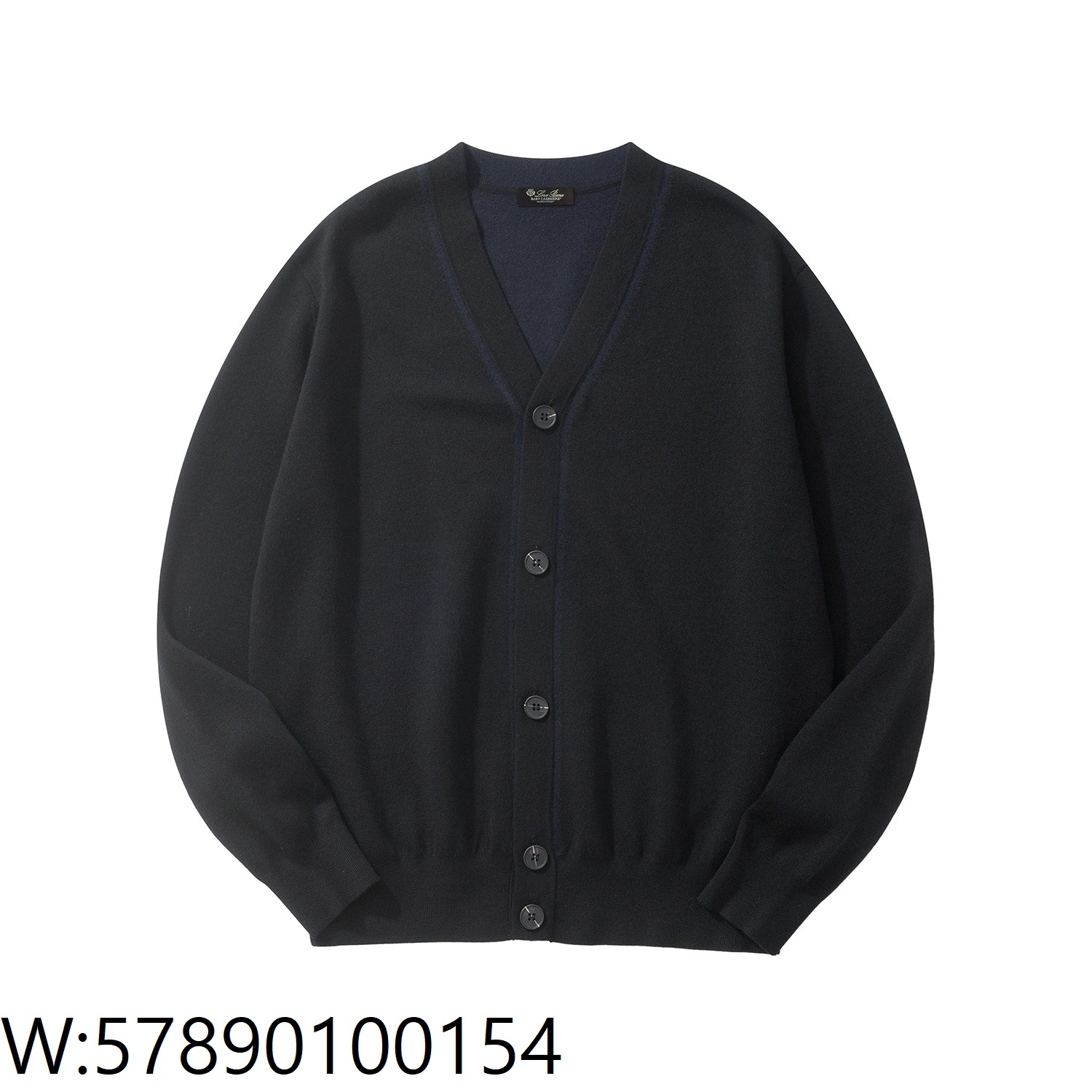 [흰] 로로 피아나 Loro Piana 양털 배색 가디건 블랙