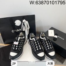 [DXJ] 샤넬 24SS 골드 로고 퀼팅 배색 스니커즈 블랙