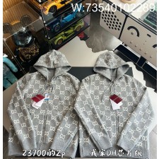 V공장 구찌 리버시블 GG 울 양면 후드집업 그레이 794935