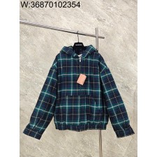 GTR공장 미우미우 24FW 코튼 체크 후드 자켓 그린