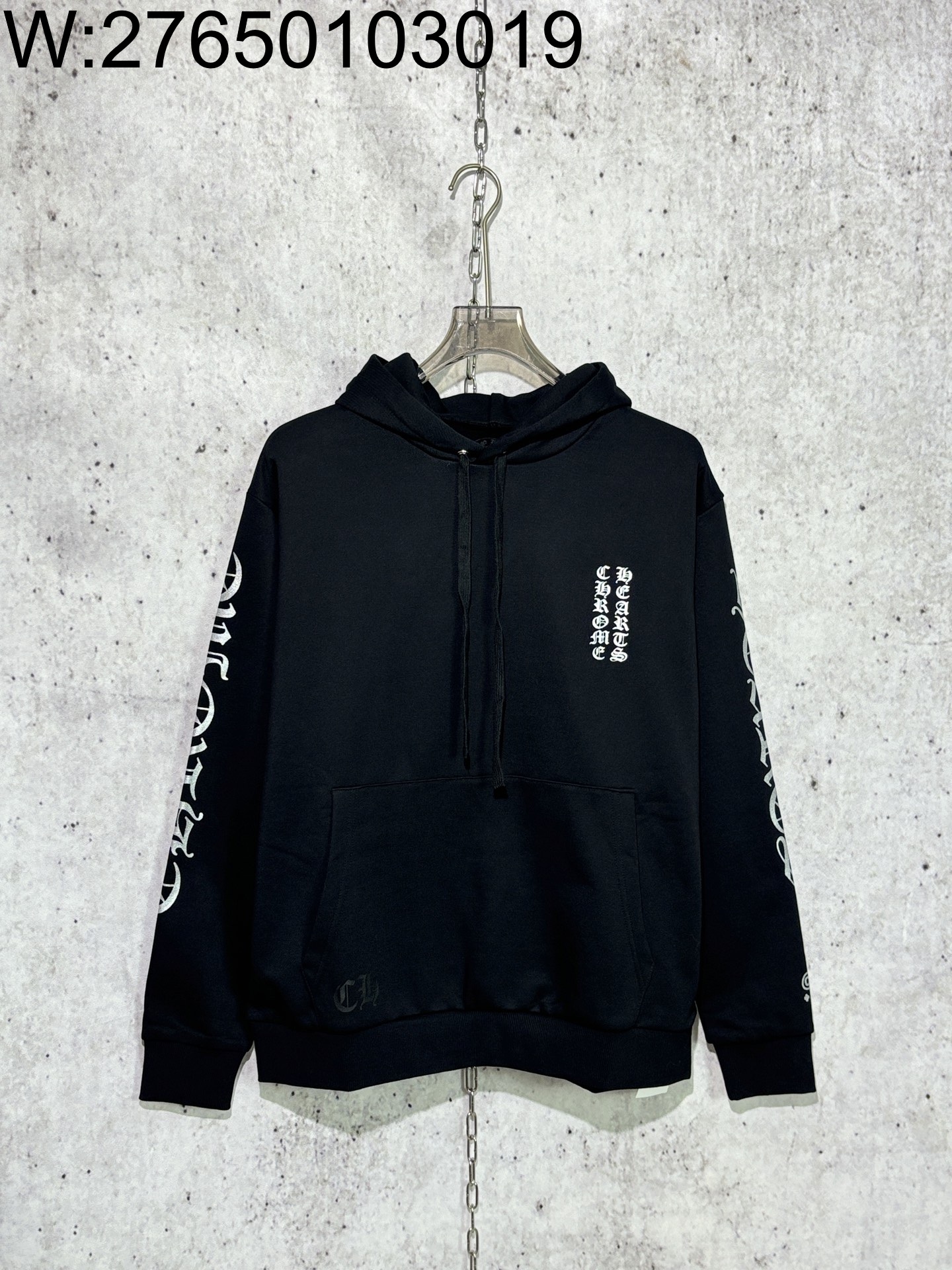 [사슬공장] 크롬하츠 SS24 모노그램 프린트 후드티 블랙