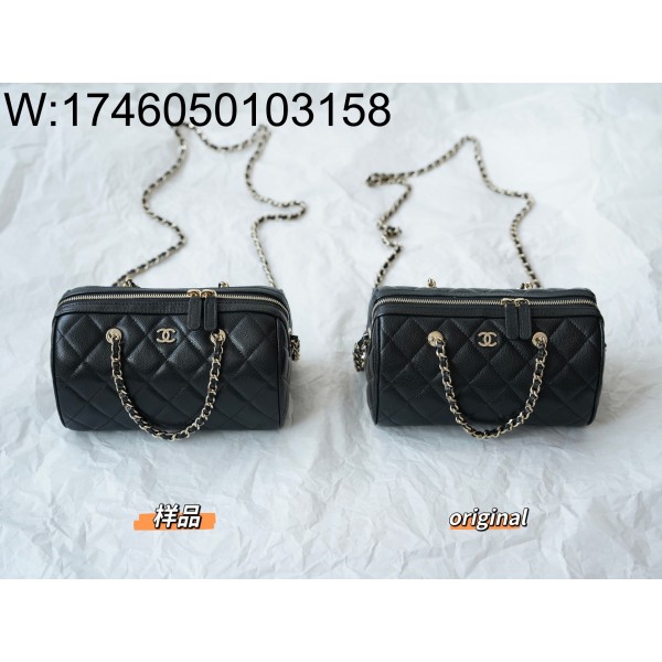 [LP공장] 샤넬 체인핸들 미니 볼링백 블랙 샴페인골드 캐비어 11.5*18.5*11cm