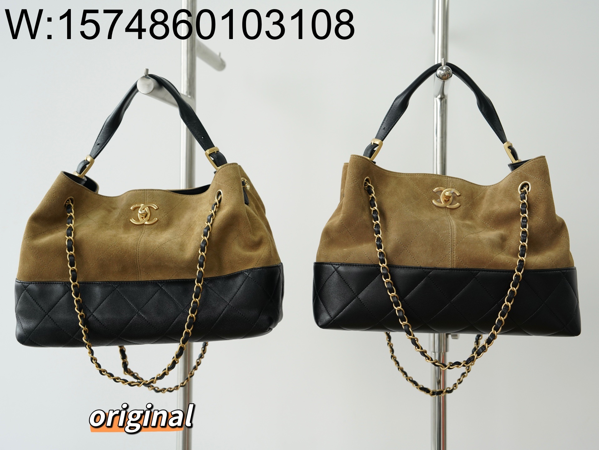 [LP공장] 샤넬 25A 버킷백 체인 골드 메탈 이음 카키 36*24*12cm 스몰