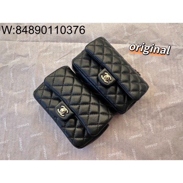 [LP공장] 샤넬 클래식 후크 달린 미니백 램스킨 골드 메탈 블랙 8*12.5*5cm