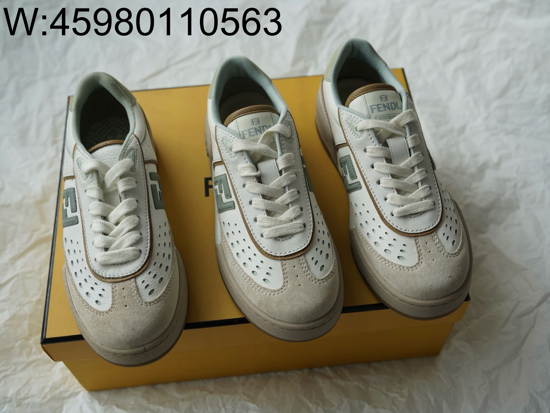 [LP공장] 펜디 매치 레더 스웨이드 로우 탑 스니커즈 화이트