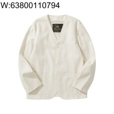 [흰] 로로 피아나 Eduard  아마 노칼라 자켓 아이보리