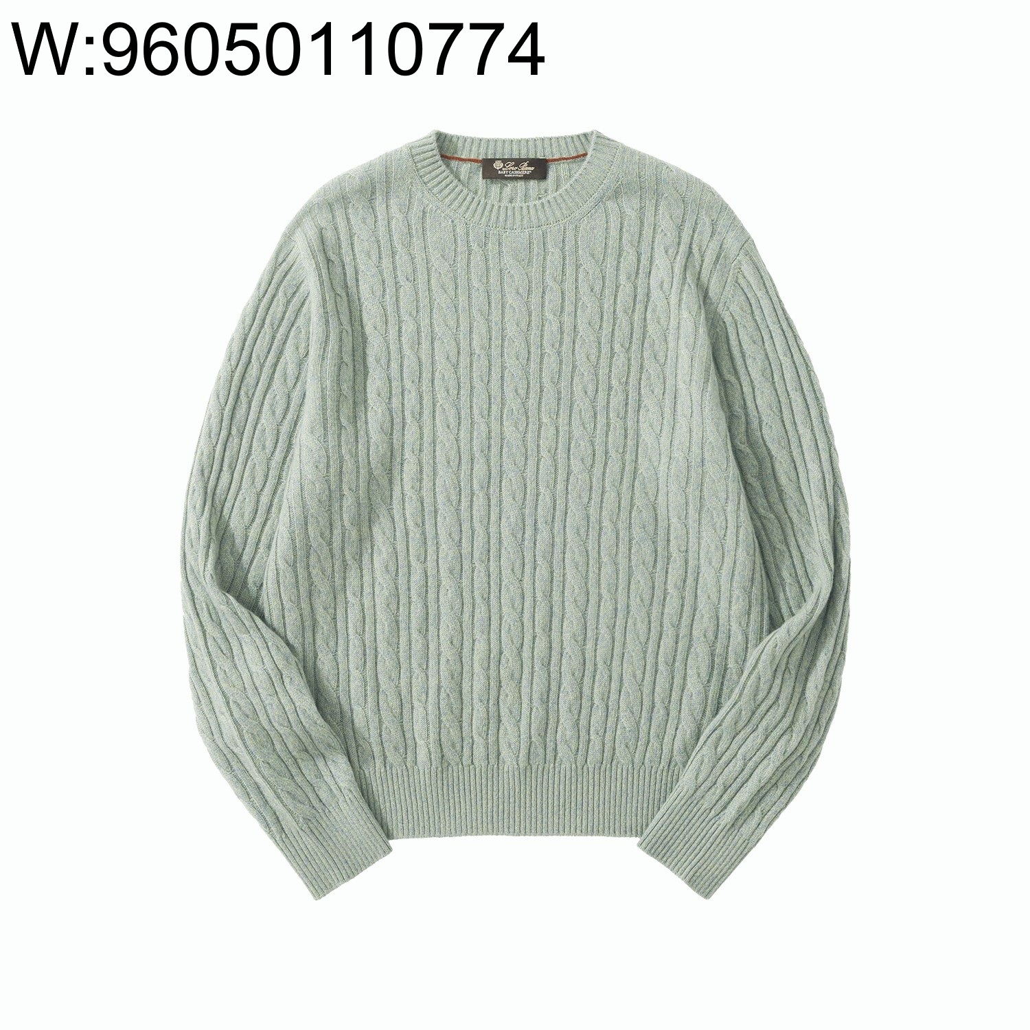 [흰] 로로 피아나  Treccia 캐시미어 라운드넥 니트 연그린