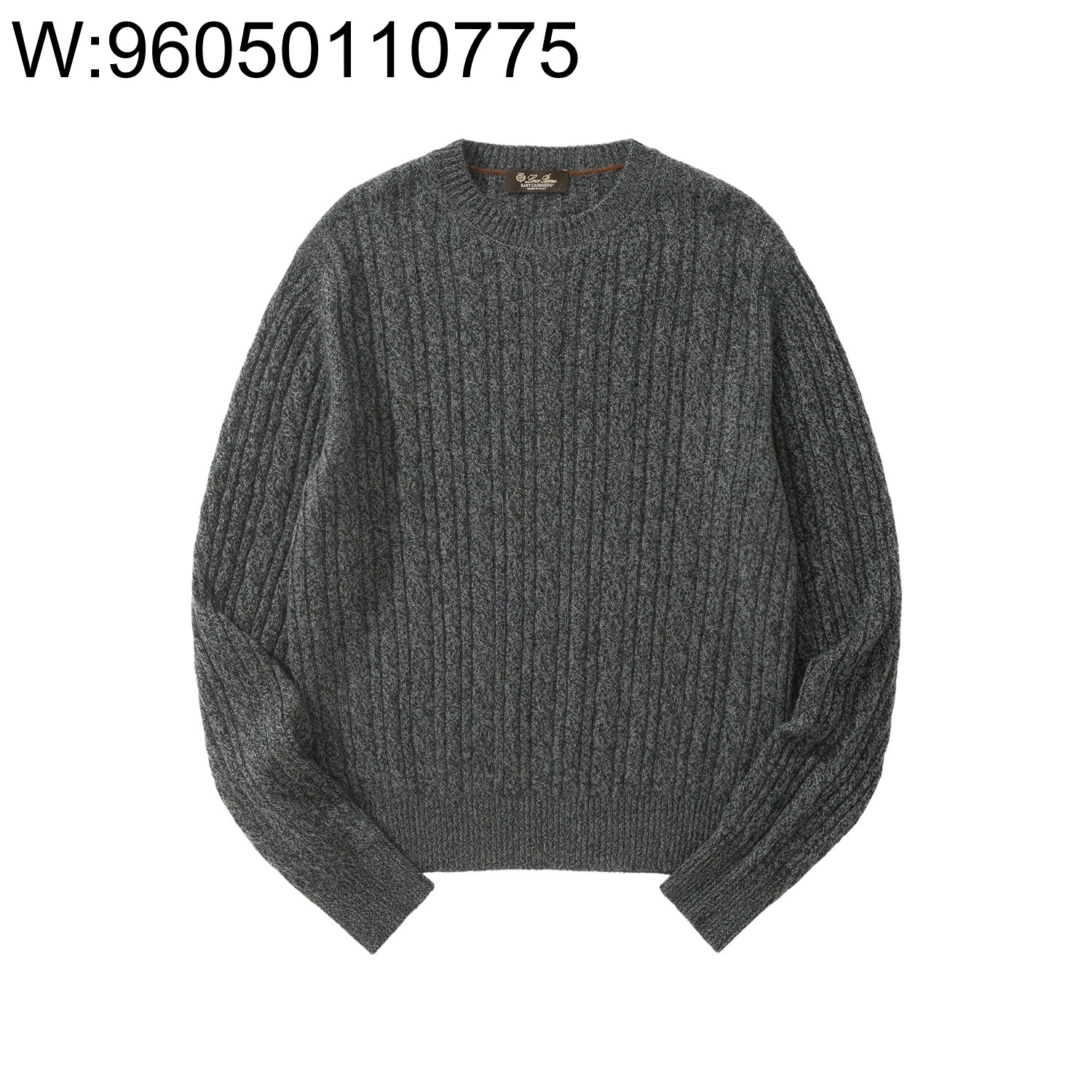 [흰] 로로 피아나  Treccia 캐시미어 라운드넥 니트 그레이