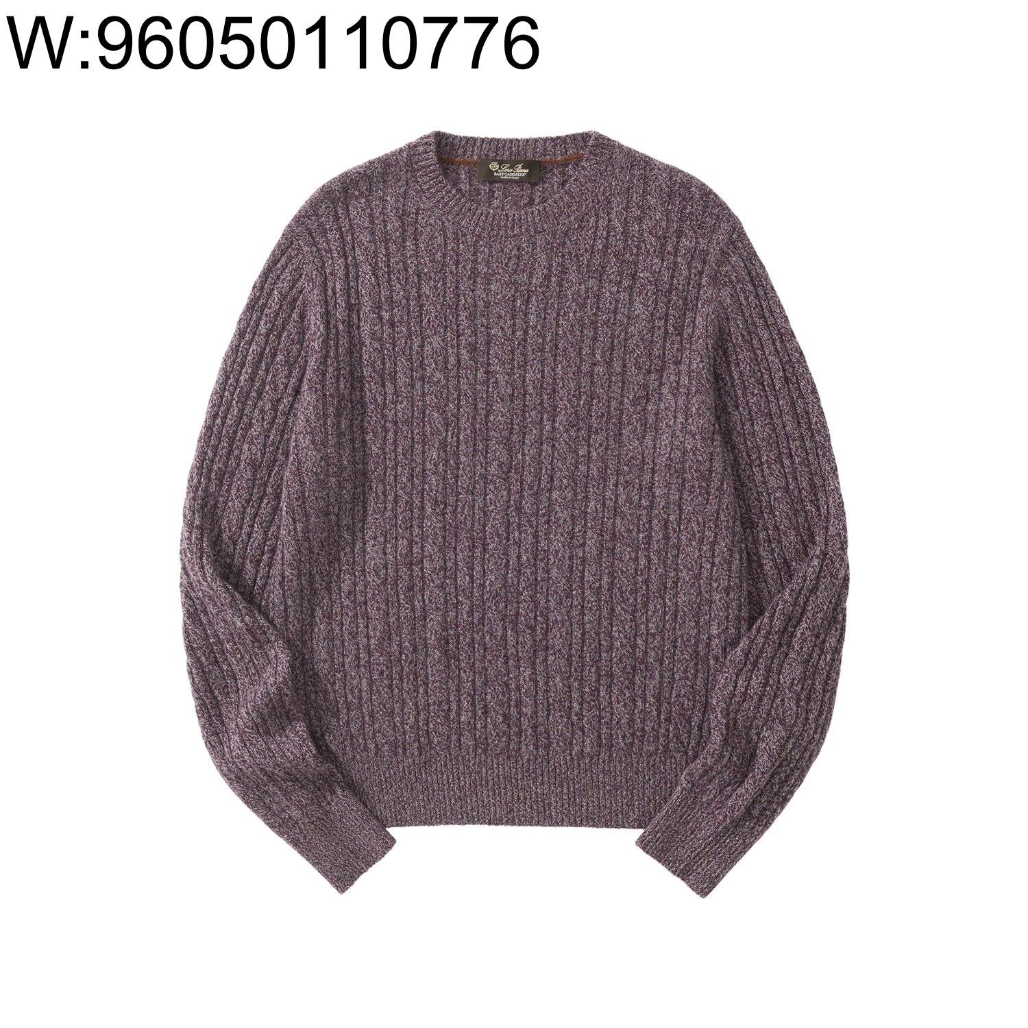 [흰] 로로 피아나  Treccia 캐시미어 라운드넥 니트 퍼플