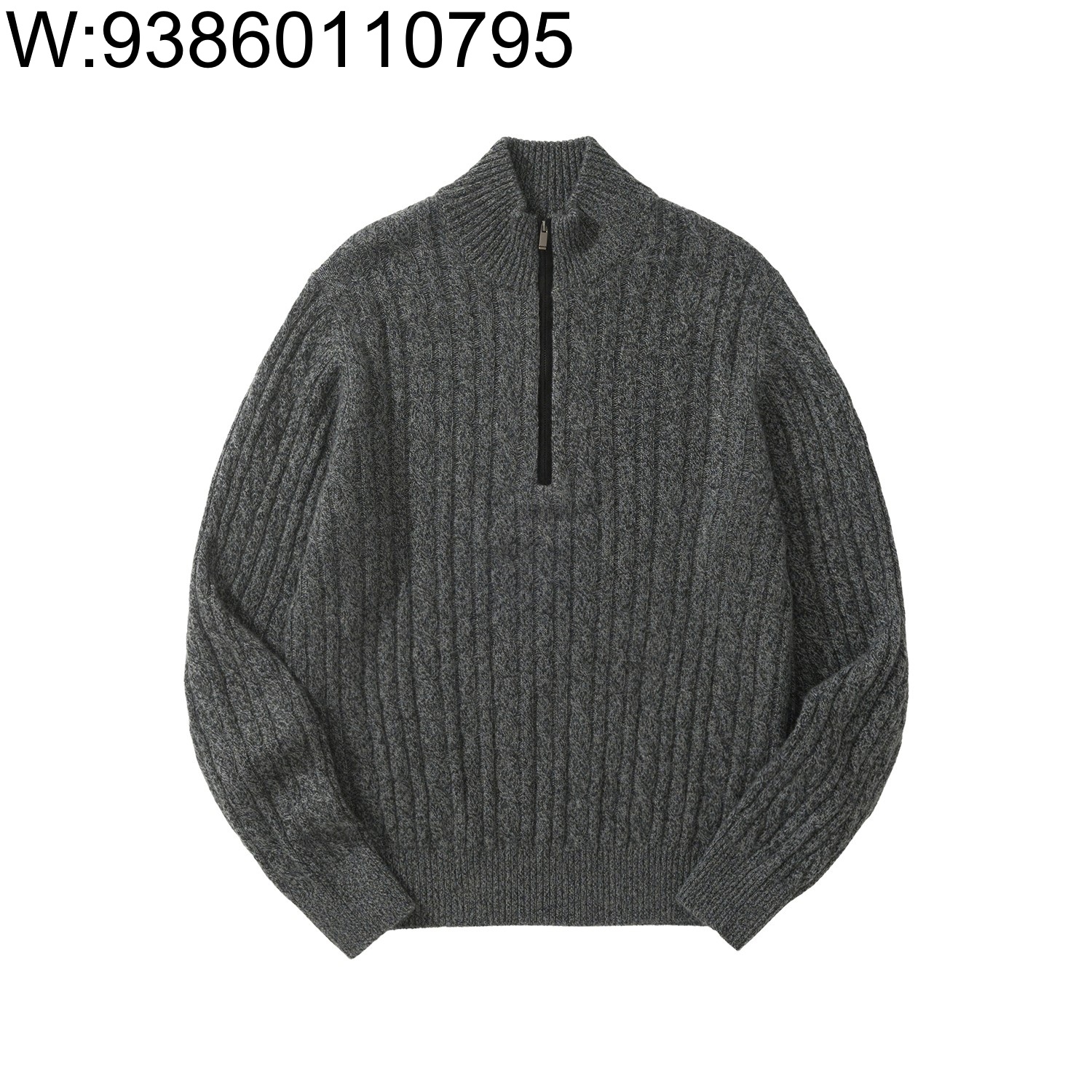 [흰] 로로 피아나 반지퍼 자카드 니트 그레이