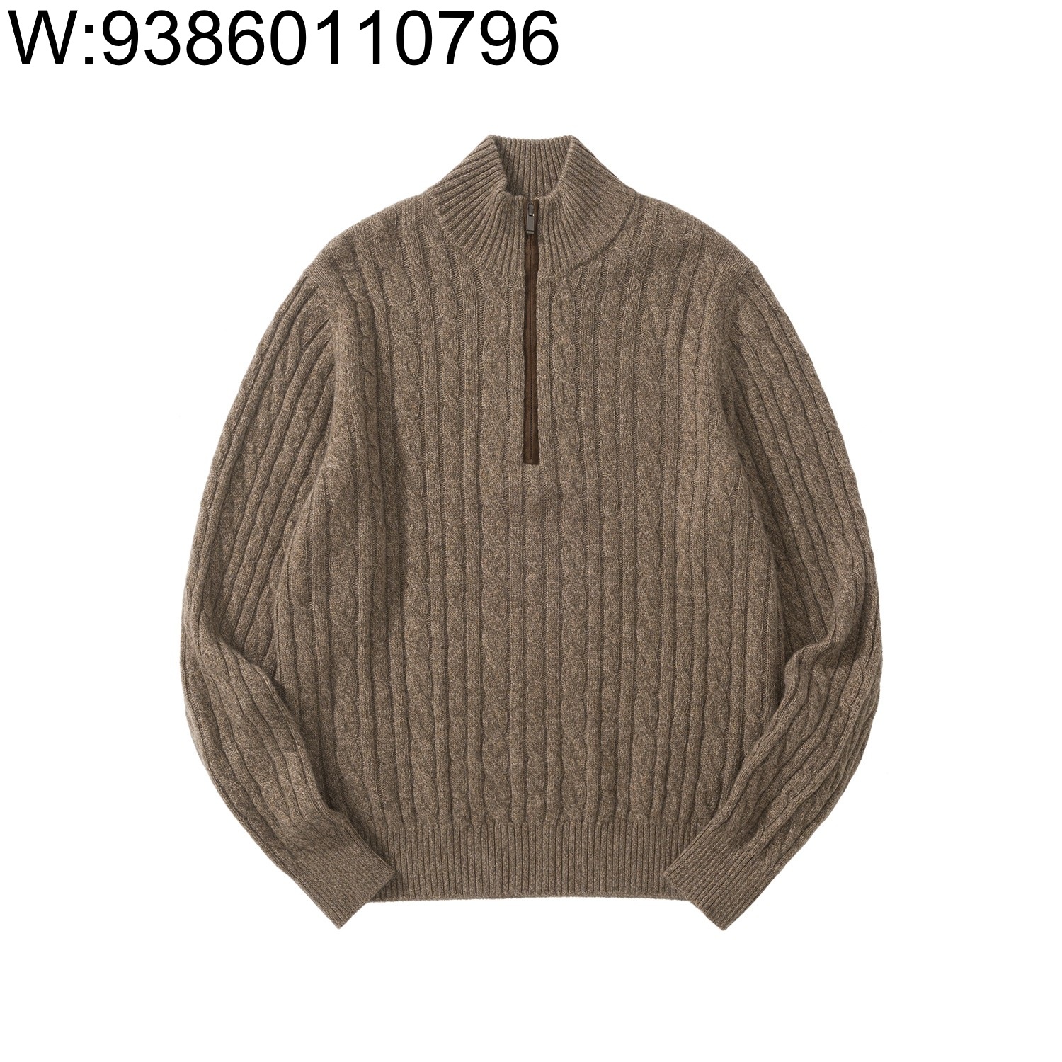 [흰] 로로 피아나 반지퍼 자카드 니트 라이트 브라운