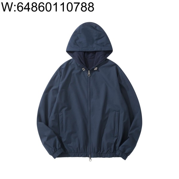 [흰] 로로 피아나 리버서블 단색 바람막이 자켓 블루