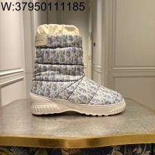 [QR 5009] 디올 디올알프스 디올 프로스트 앵클 부츠 디올 오블리크 퀼티드 나일론 샴브레이 블루 에크루