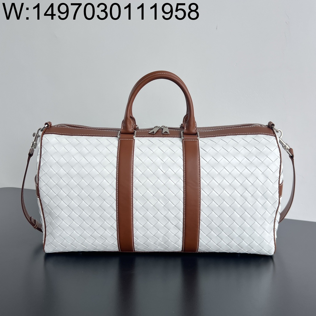 징 팩토리 보테가베네타 인트레치아토 기내 여행 가방 795287 50*27*24cm 화이트 브라운