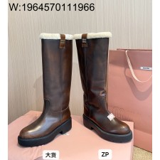 [DXJ] 미우미우 퓸 레더 부츠 시에나