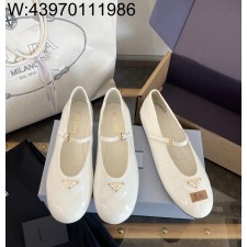 [DXJ] 프라다 에나멜 메리제인 플랫 발레리나 슈즈 화이트