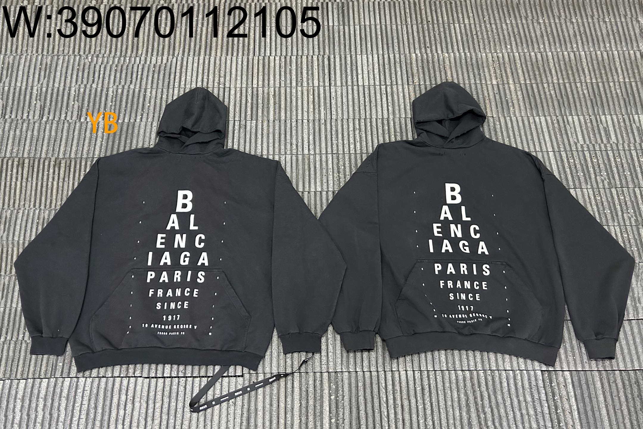 [잔디집2] 발렌시아가 모노그램 자모 프린트 후드티 블랙