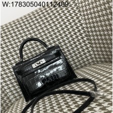 [장인의집] 에르메스 켈리 19 은장 악어가죽 mz 유광택 블랙