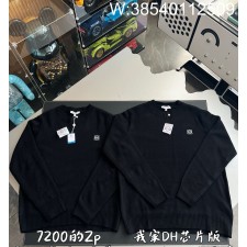 V공장 로에베 스몰 로고 자수 니트 블랙