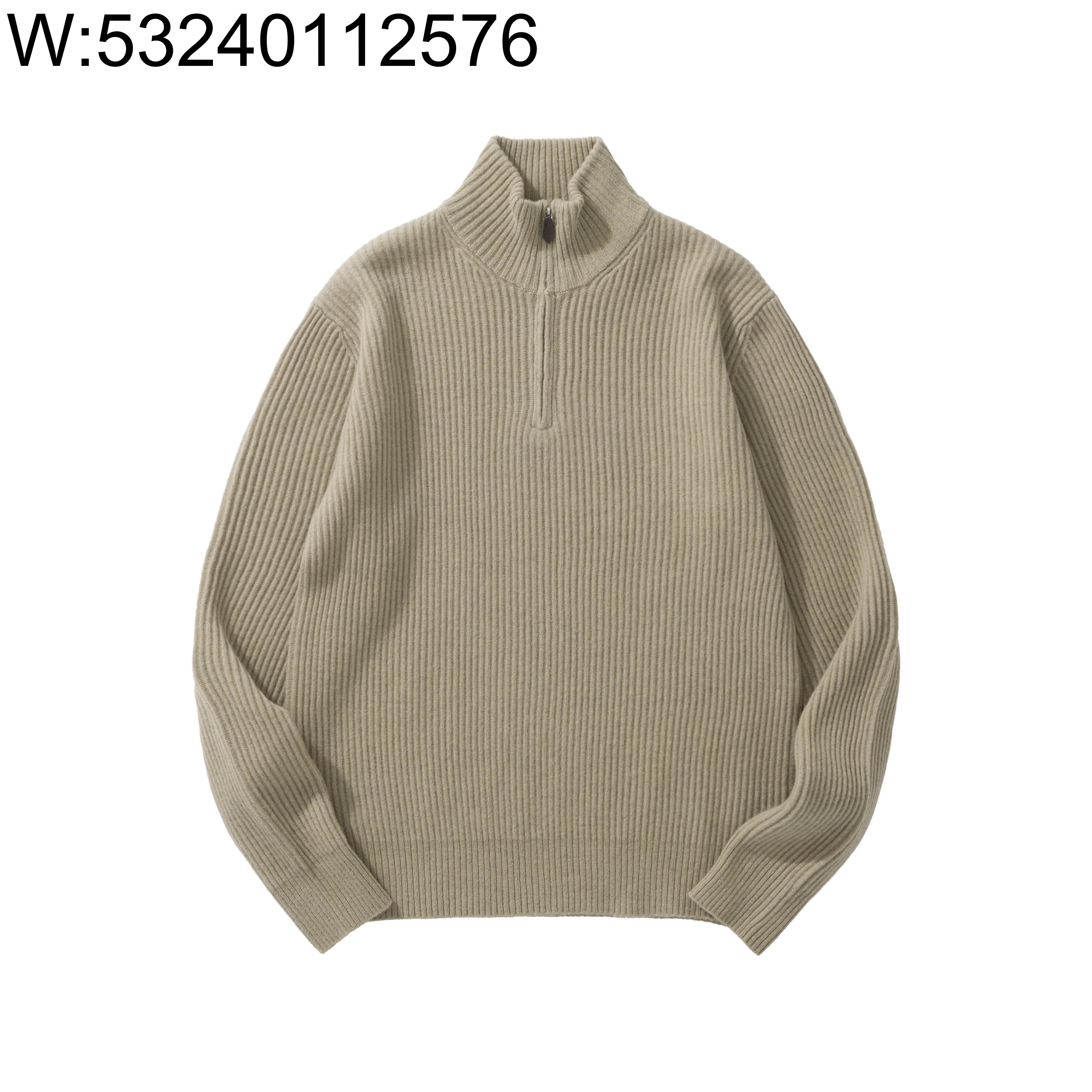 [흰] 로로 피아나 Plane 트리 양털 반지퍼 니트 베이지