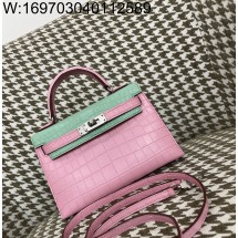 [장인의집] 에르메스 켈리 19 은장 악어가죽 mz 배색 핑크 민트