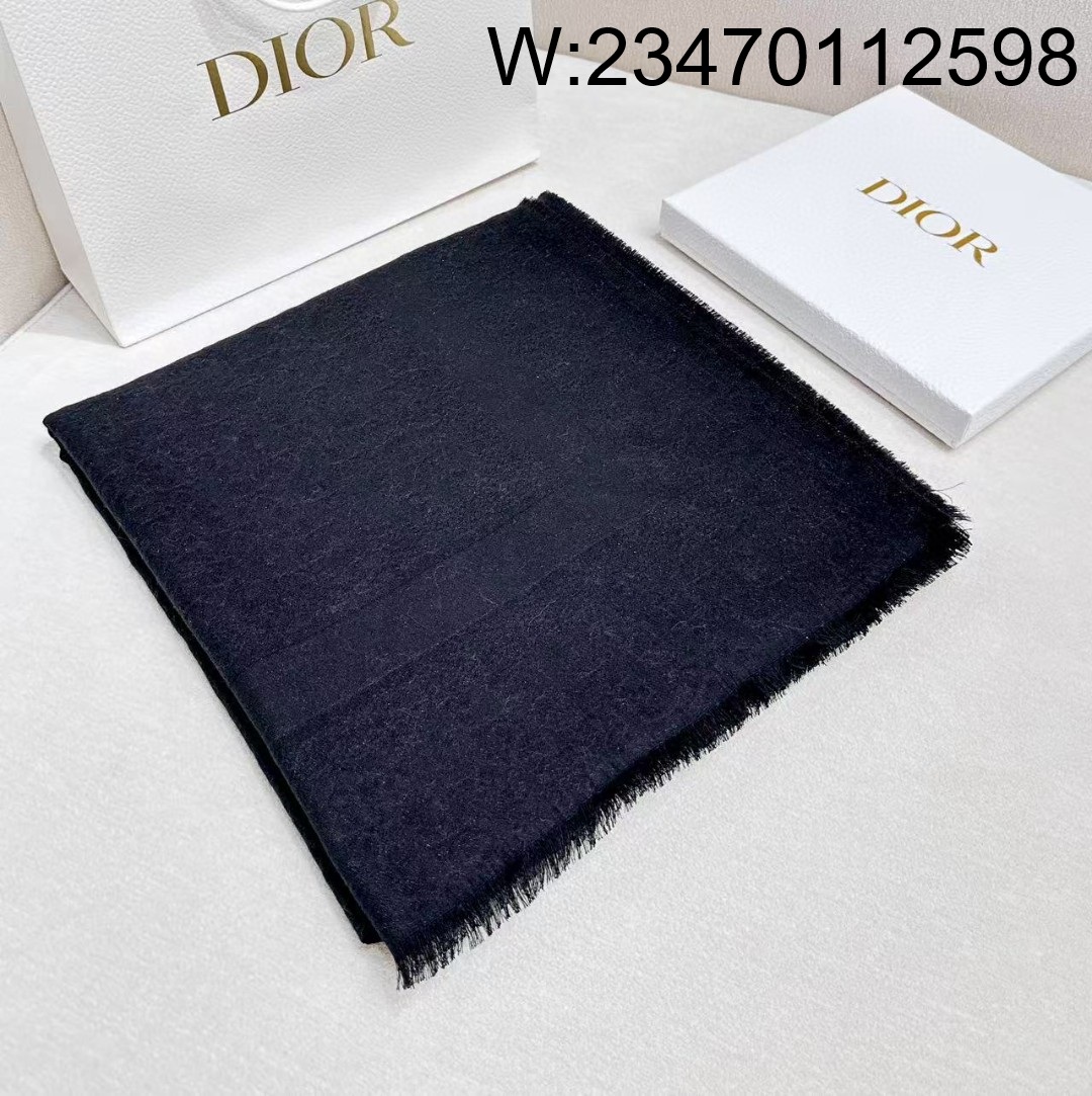 AGG 디올 순색 오블리크 스퀘어 스카프 140*140cm 블랙