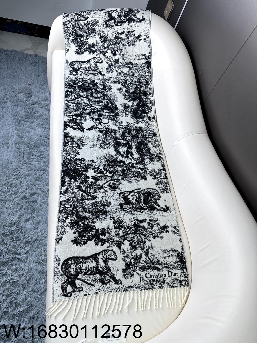 AGG 디올 트왈 드 주이 소바쥬 스카프 블랙 캐시미어 울