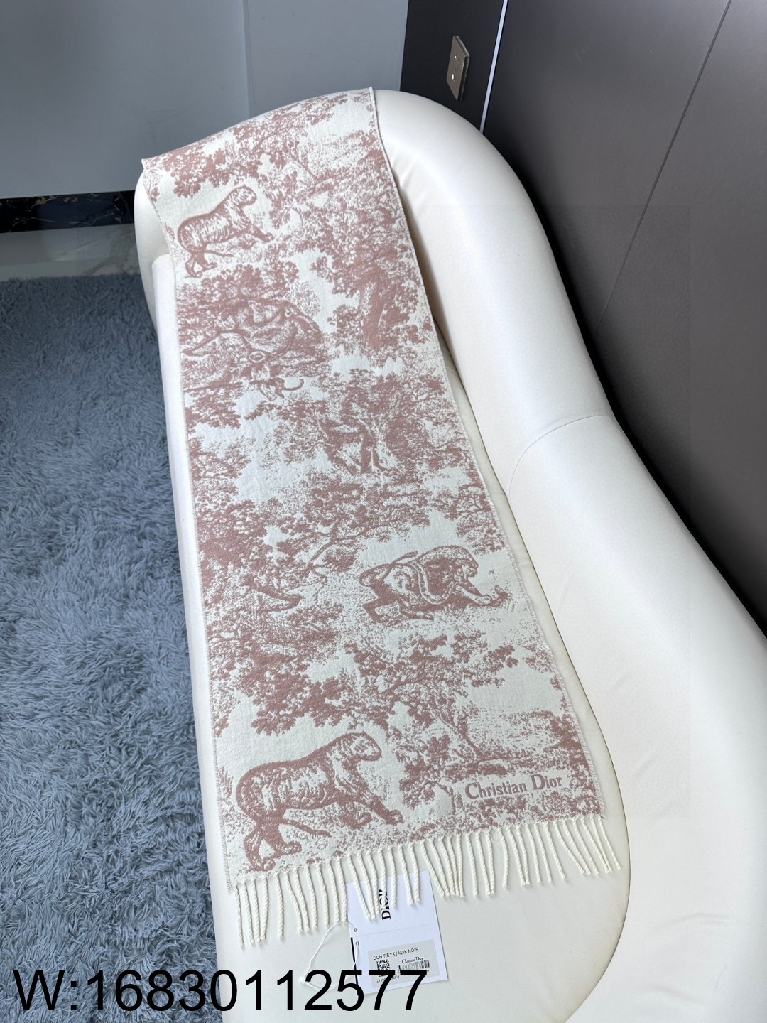 AGG 디올 트왈 드 주이 소바쥬 스카프 다크 핑크 캐시미어 울