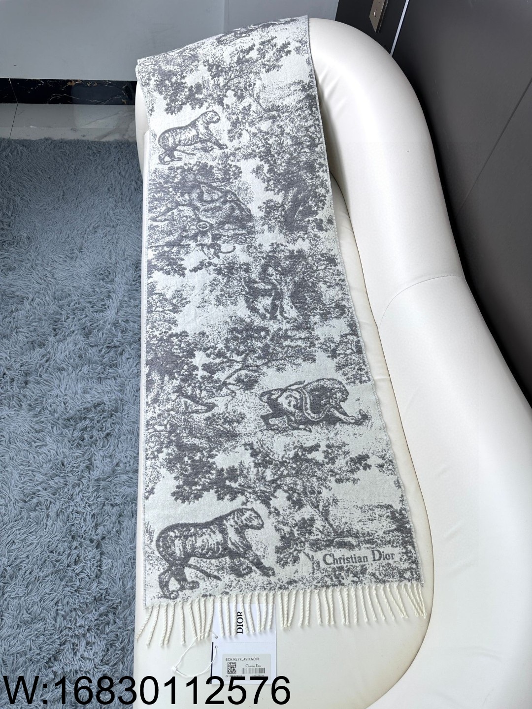 AGG 디올 트왈 드 주이 소바쥬 스카프 그레이 캐시미어 울