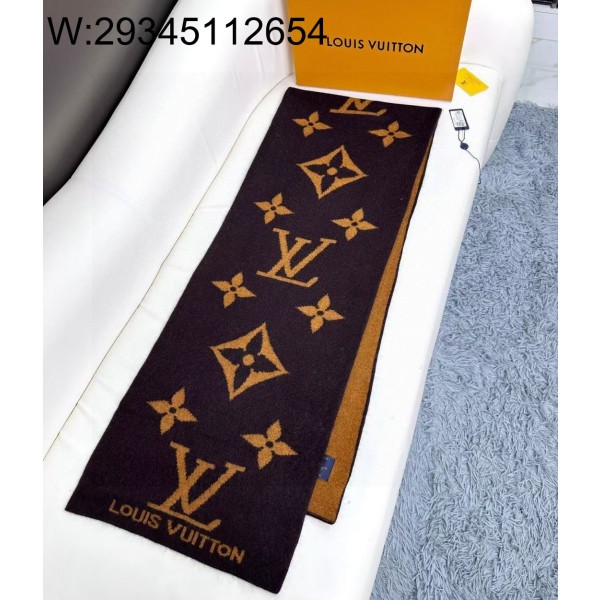 AGG 루이비통 빈티지 모노그램 캐시미어 스카프 브라운 180*32cm