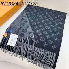 AGG 루이비통 캐시미어 모노그램 태슬 스카프 블랙 30*180cm