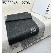 AGG 로에베 베이직 로고 태슬 스카프 30*180cm 그레이 캐시미어 50% 양털 50%