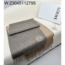 AGG 로에베 베이직 로고 태슬 스카프 30*180cm 다크 베이지 캐시미어 50% 양털 50%