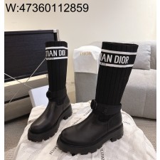 [327] 디올 D-메이저 롱 부츠 카프스킨 앤 테크니컬 니트 블랙