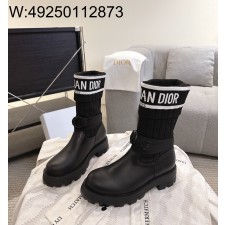 [327] 디올 D-메이저 앵클 부츠 카프스킨 앤 테크니컬 니트 블랙