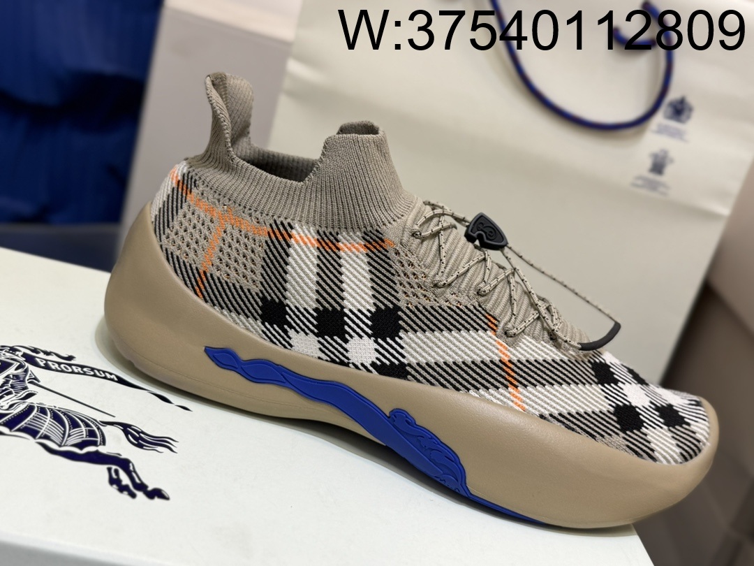 [152] 버버리 체크 니트 넵튠 스니커즈 샌드 베이지 남성용