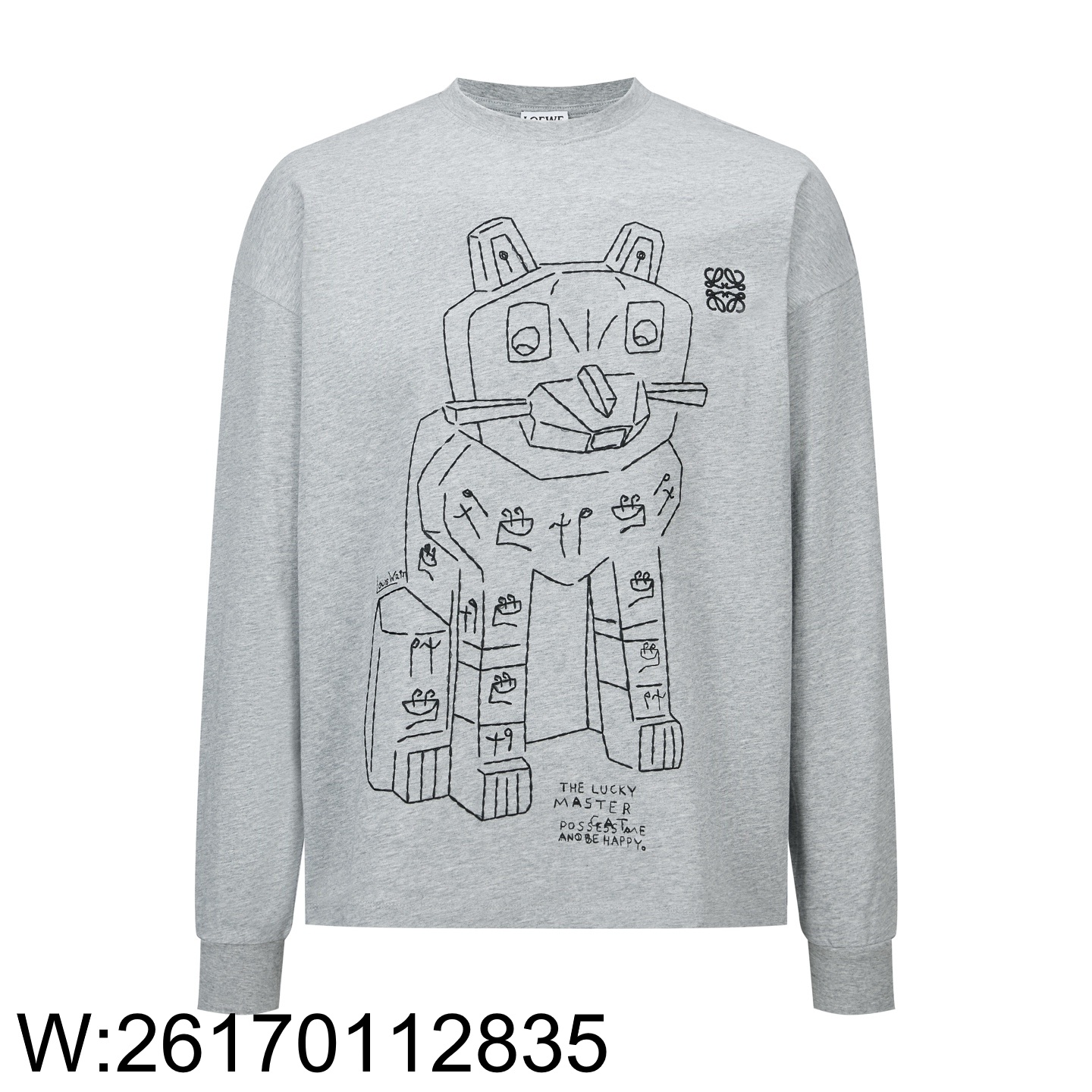 [잔디집2] 로에베 고양이 프린트 긴팔티 그레이