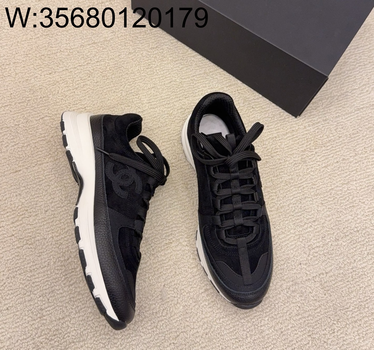 [AN3] 샤넬 25A CC로고 배색 이음 스니커즈 운동화 블랙