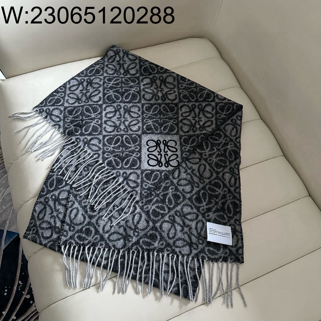 AGG 로에베 올 오버 아나그램 스카프 블랙 38*180cm 양털90% 캐시미어10%