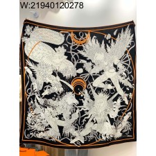 AGG 에르메스 아트 동물 스퀘어 스카프 140*140cm 블랙 70%캐시미어 30%실크