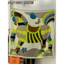 AGG 에르메스 점보 기하 말 배색 스퀘어 스카프 140*140cm 70%캐시미어 30%실크