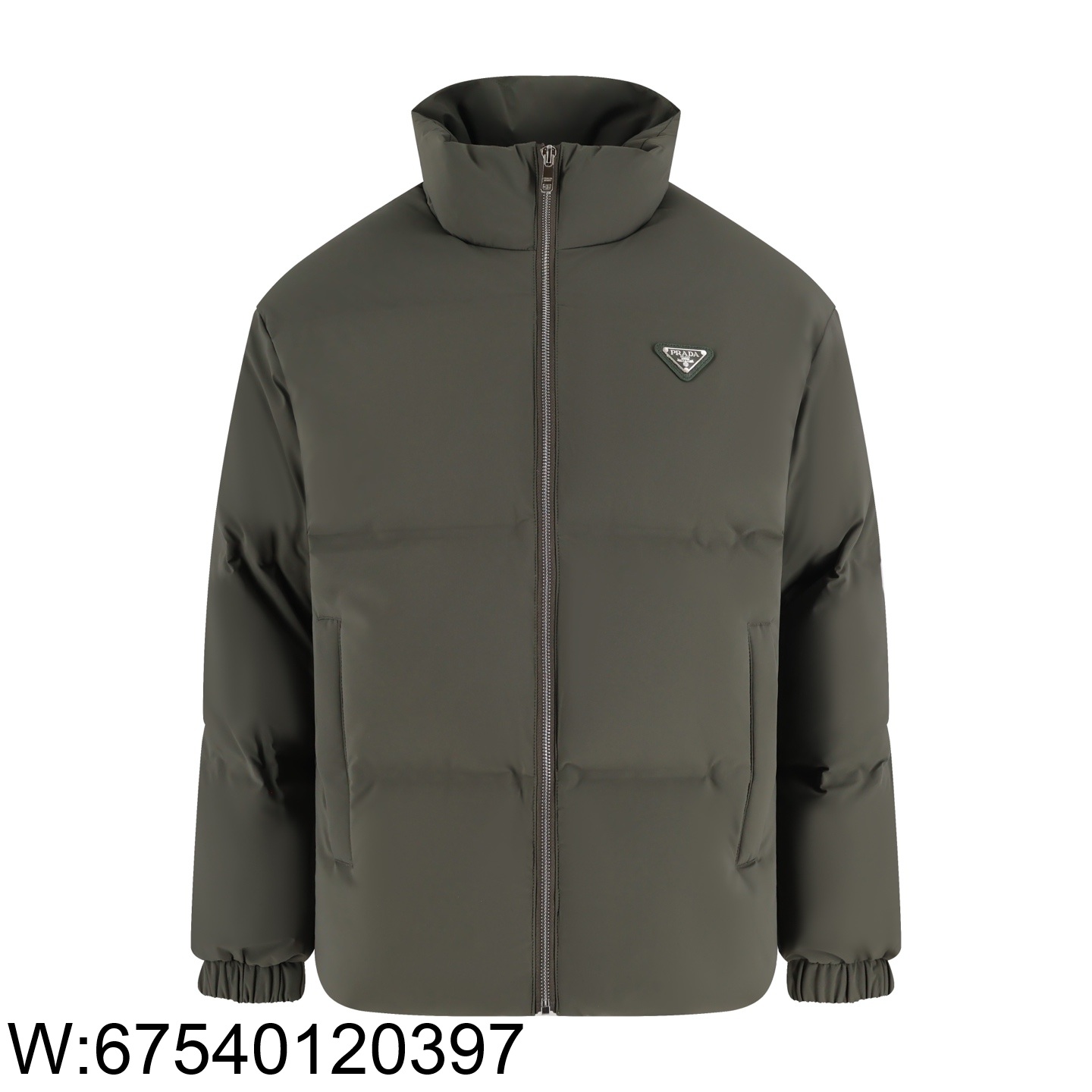 [잔디집2] 프라다 삼각 로고 배이직 지퍼 패딩 그린