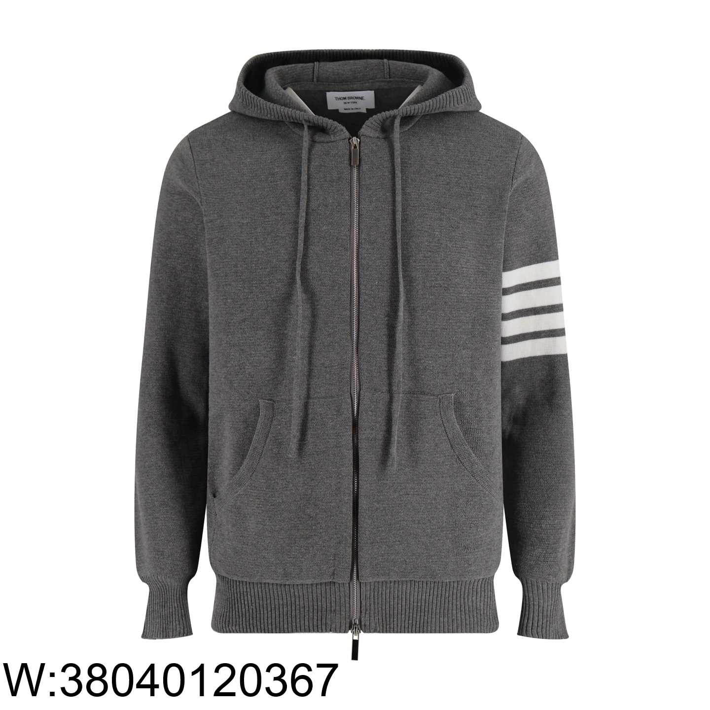 [잔디집2] 톰브라운 양털 사선 니트 후드집업 그레이