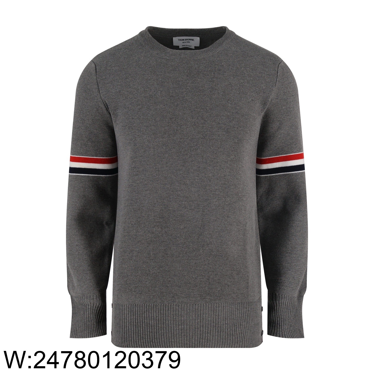 [잔디집2] 톰브라운 소매 띠 자카드 양털 니트 그레이